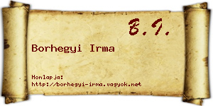 Borhegyi Irma névjegykártya